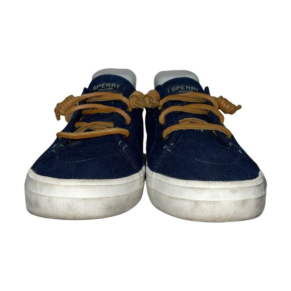 Sperry Top-Sider Navy Blue Canvas Leather Rope Slip On Loafers Women's 8M - Picture 2 of 10